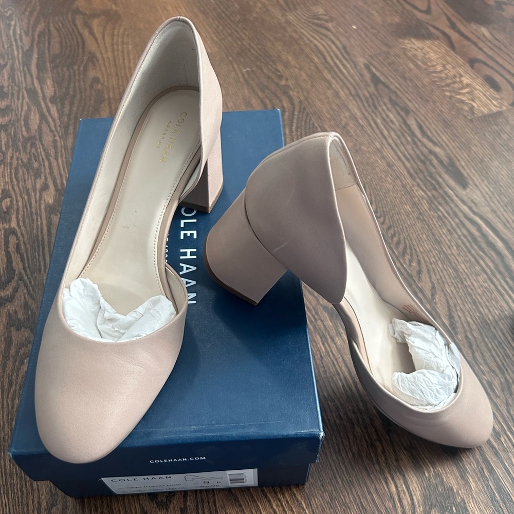 Cole Haan Nude Block Heel Pumps